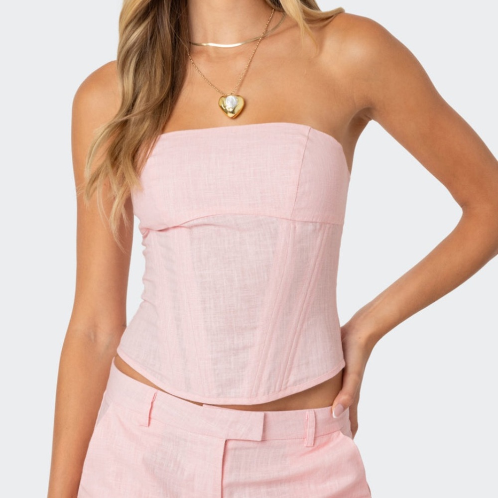 EDIKTED Arya Linen Look Corset